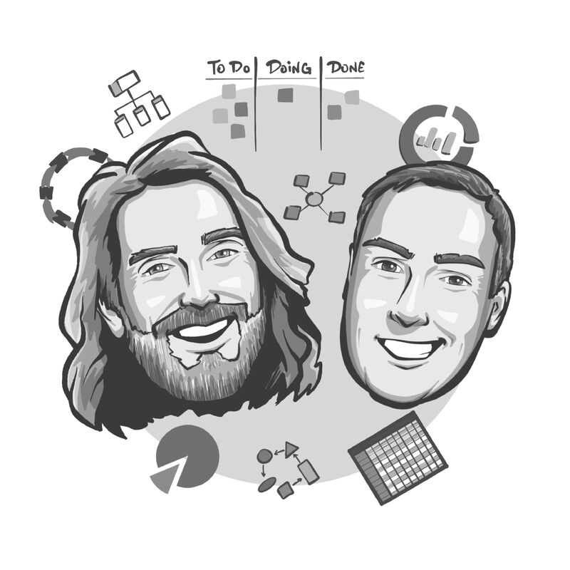 Illustrated portraits of Chris Hefley and Troy Magennis